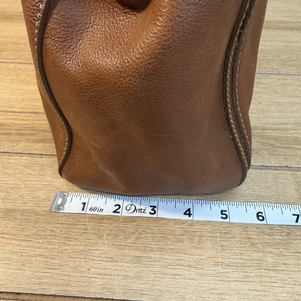 Frye Brown Leather Tote Handbag Western Boho Classic Vintage Distressed Pockets - Picture 15 of 15